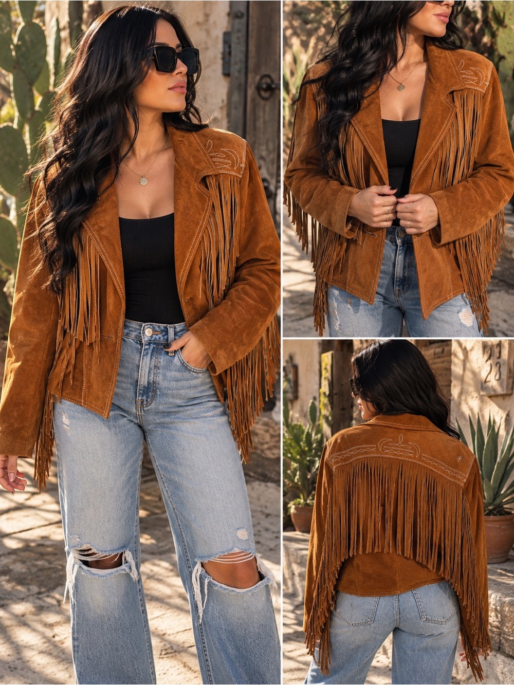 Vintage Moose Lake Lodge Fringed Suede Western Jacket - Brown Small